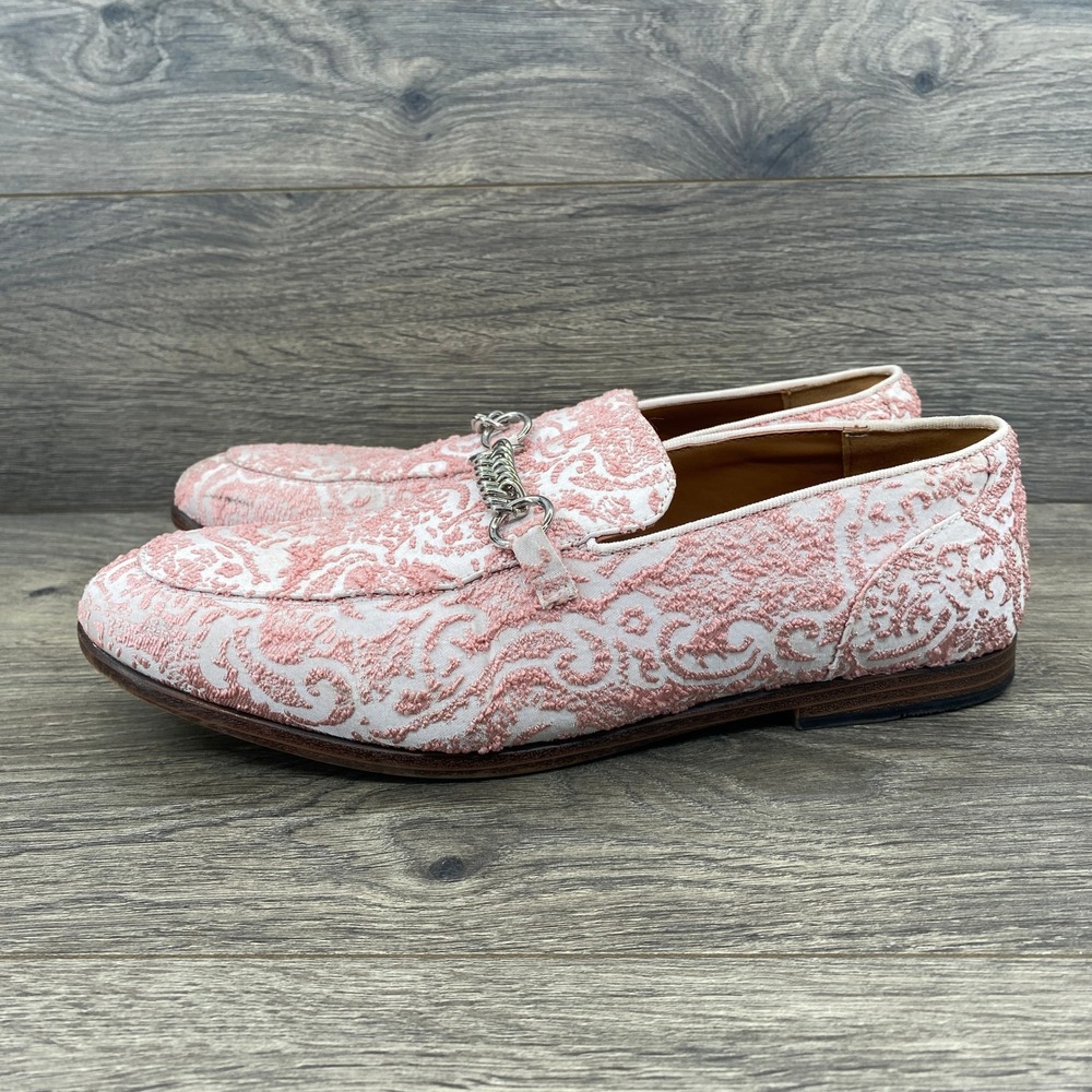 ASOS DESIGN Pink White‎ Brocade Chain Loafers Women's Size 8